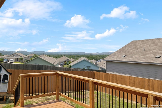 31575 Meander, Bulverde, TX 78163 - deck featuring a residential view, a fenced backyard, and a mountain view