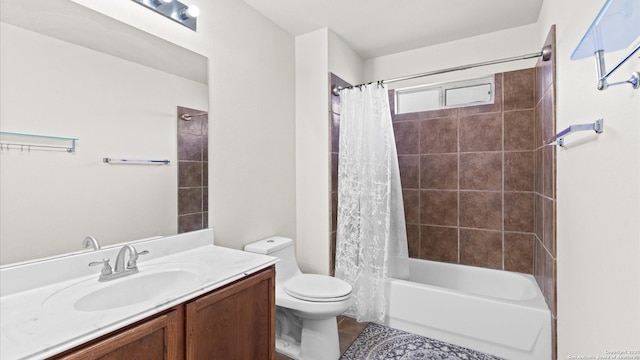 8818 Ash Mdw, Universal City, TX 78148 - full bathroom with tile patterned floors, toilet, vanity, and shower / bath combo with shower curtain