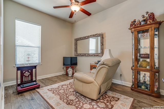 1414 W Bitters # 3, San Antonio, TX 78248 - sitting room with a ceiling fan, wood finished floors, and baseboards