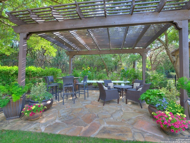 1414 W Bitters # 3, San Antonio, TX 78248 - view of patio / terrace featuring outdoor dining area, a pergola, and fence