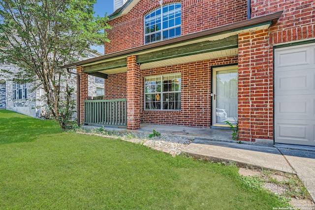 4838 Corian Spgs, San Antonio, TX 78247 - property entrance featuring brick siding, a porch, and a yard