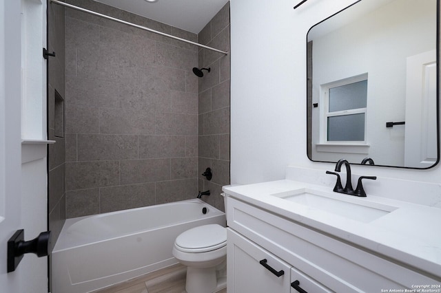 580 Compass Rose, Canyon Lake, TX 78133 - full bathroom with toilet, shower / bathtub combination, vanity, and wood finished floors