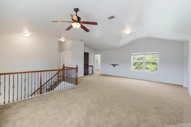 7326 Concerto Dr, San Antonio, TX 78266 - spare room with vaulted ceiling, light colored carpet, and ceiling fan