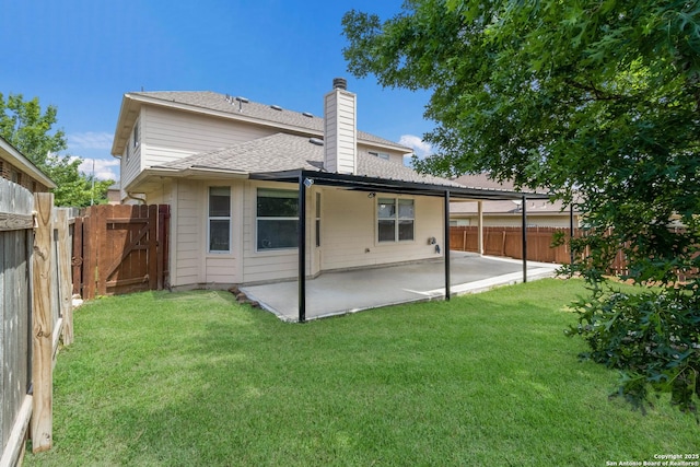 7326 Concerto Dr, San Antonio, TX 78266 - back of house featuring a patio, roof with shingles, a chimney, and a gate
