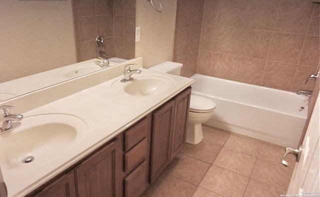 3526 Arroyo Grande, San Antonio, TX 78253 - full bath with toilet, double vanity, shower / bath combination, and tile patterned flooring
