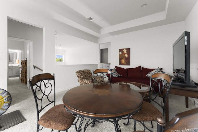 63 Ricadonna, San Antonio, TX 78253 - carpeted dining area featuring a raised ceiling