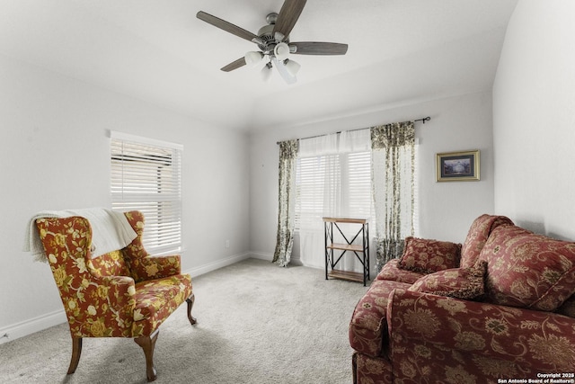 63 Ricadonna, San Antonio, TX 78253 - sitting room with carpet flooring, plenty of natural light, ceiling fan, and baseboards