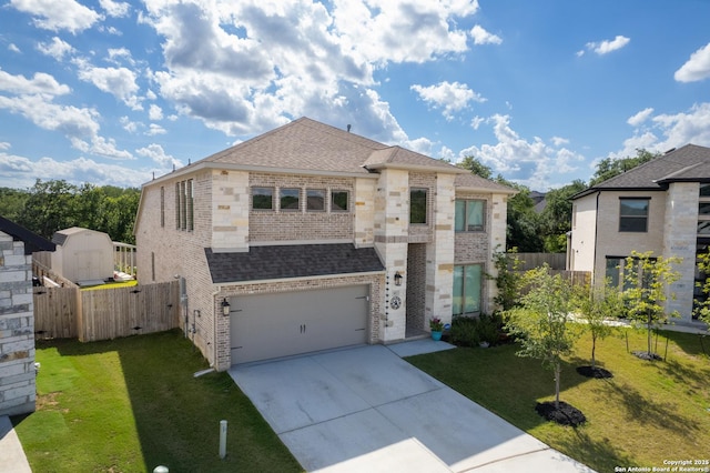 63 Ricadonna, San Antonio, TX 78253 - view of front of house featuring brick siding, concrete driveway, an attached garage, and roof with shingles
