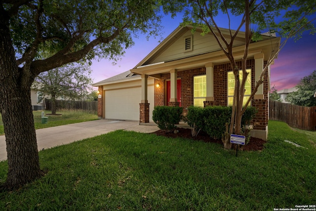10438 Sun Ml, San Antonio, TX 78254 - view of front of property with brick siding, driveway, a garage, and a porch