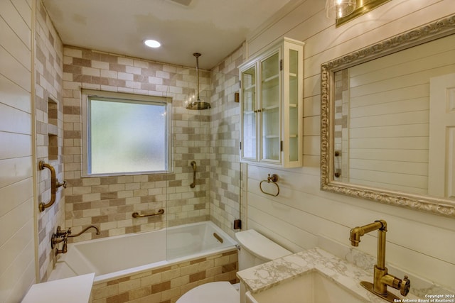 255 Gilbert Ln, San Antonio, TX 78213 - bathroom with toilet, a combined bath / shower with rainfall shower, and vanity