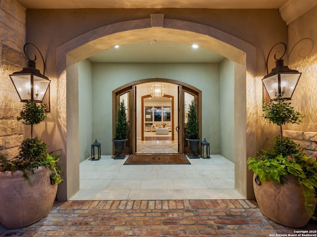 52 Oakland Hls, Boerne, TX 78006 - doorway to property featuring stucco siding