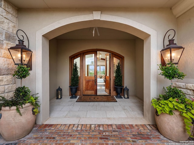 52 Oakland Hls, Boerne, TX 78006 - doorway to property with french doors and stucco siding