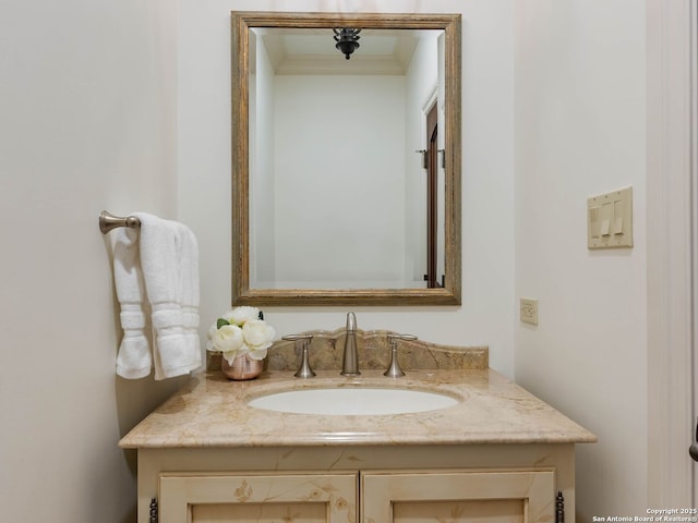 52 Oakland Hls, Boerne, TX 78006 - bathroom with vanity and ornamental molding