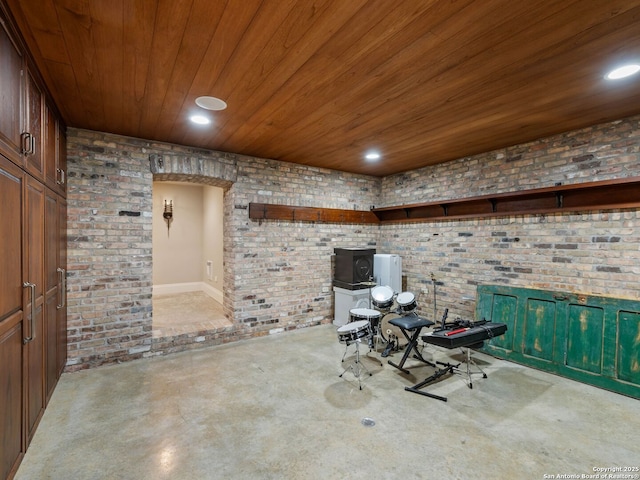 52 Oakland Hls, Boerne, TX 78006 - misc room with wood ceiling, recessed lighting, and concrete flooring