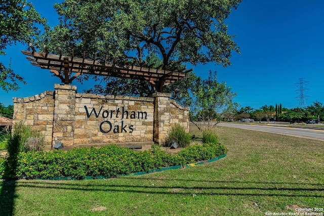 21835 Seminole Oaks, San Antonio, TX 78261 - community / neighborhood sign featuring a lawn
