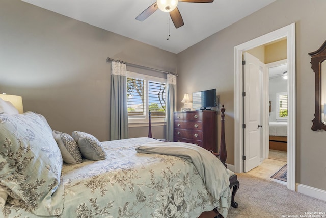 135 Penns Way, Shavano Park, TX 78231 - carpeted bedroom with baseboards and a ceiling fan