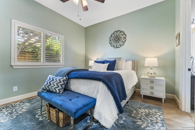 135 Penns Way, Shavano Park, TX 78231 - bedroom featuring wood finished floors, baseboards, and a ceiling fan