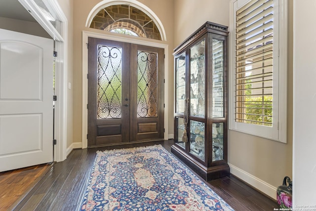 135 Penns Way, Shavano Park, TX 78231 - entryway featuring baseboards, french doors, dark wood-style floors, and plenty of natural light