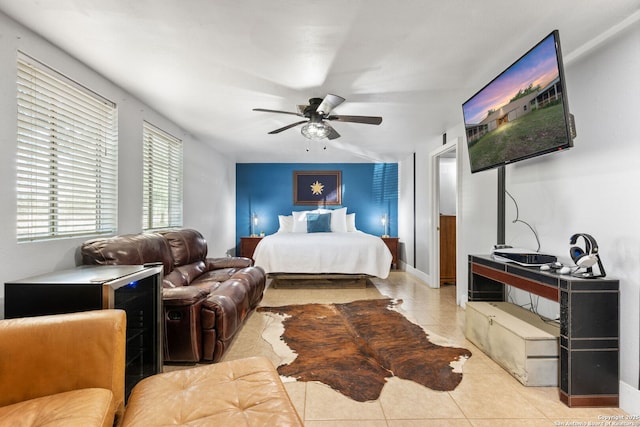 25 Zoeller Ln, Boerne, TX 78006 - tiled bedroom featuring a ceiling fan and baseboards