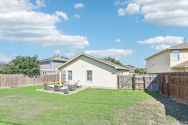6438 Candleview Ct, San Antonio, TX 78244 - back of property with outdoor lounge area, a gate, and a patio area