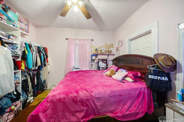 2332 Houston, San Antonio, TX 78202 - bedroom with a ceiling fan and wood finished floors