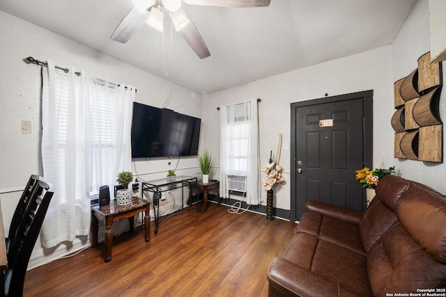 2332 Houston, San Antonio, TX 78202 - living room featuring wood finished floors and a ceiling fan
