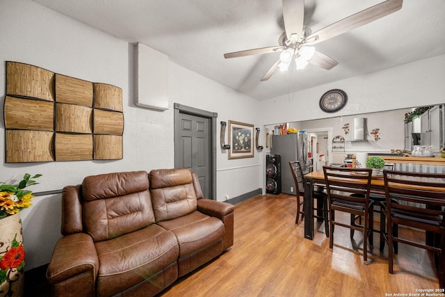 2332 Houston, San Antonio, TX 78202 - living area with ceiling fan and light wood-style floors