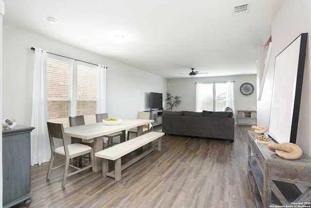 12890 Limestone Way, San Antonio, TX 78253 - dining room with wood finished floors and ceiling fan