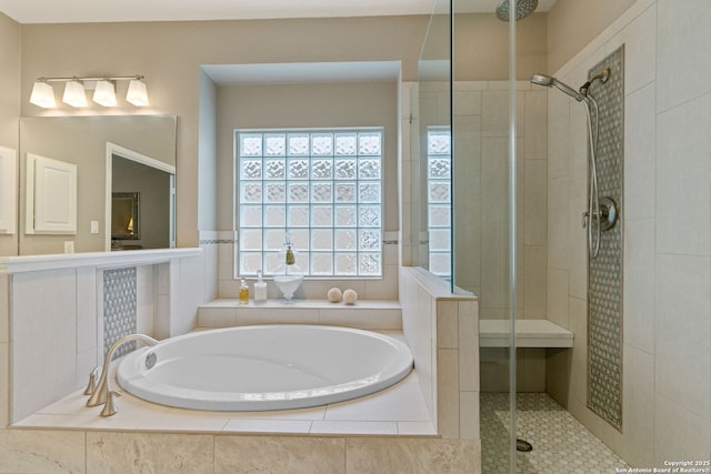 26019 Meadowlark Bay, San Antonio, TX 78260 - bathroom featuring a stall shower and a garden tub