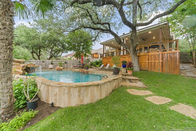 26019 Meadowlark Bay, San Antonio, TX 78260 - view of pool with ceiling fan