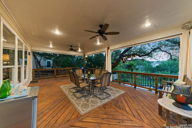26019 Meadowlark Bay, San Antonio, TX 78260 - deck with outdoor dining area and ceiling fan