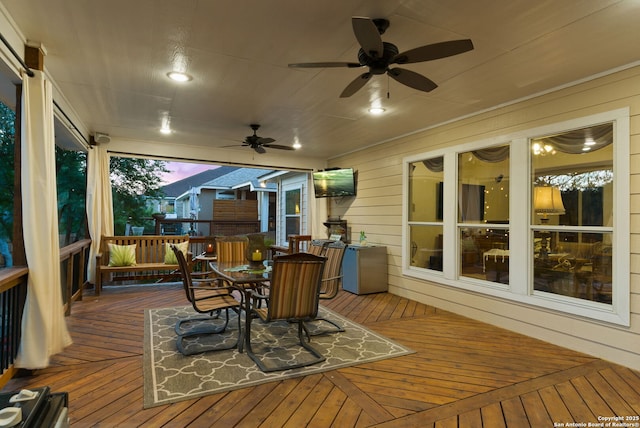 26019 Meadowlark Bay, San Antonio, TX 78260 - deck with ceiling fan and outdoor dining area