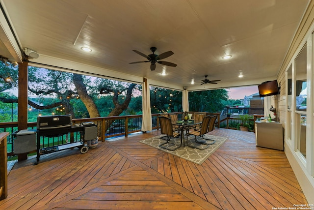26019 Meadowlark Bay, San Antonio, TX 78260 - deck featuring outdoor dining space and a ceiling fan