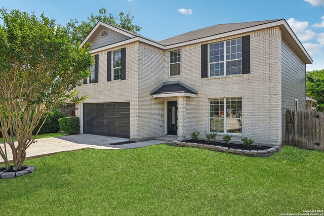 7230 Sunrise Lk, San Antonio, TX 78244 - view of front of house featuring driveway, a garage, and brick siding
