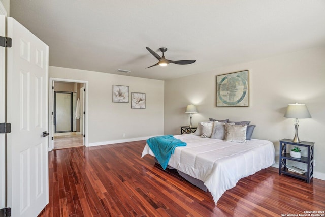 7230 Sunrise Lk, San Antonio, TX 78244 - bedroom featuring wood finished floors, baseboards, and ceiling fan
