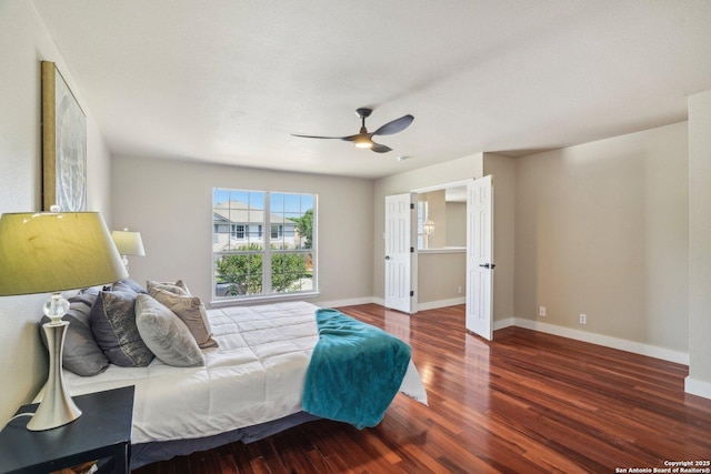 7230 Sunrise Lk, San Antonio, TX 78244 - bedroom with wood finished floors, baseboards, and a ceiling fan