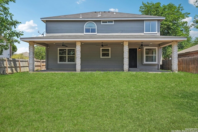 7230 Sunrise Lk, San Antonio, TX 78244 - rear view of property with ceiling fan and a patio