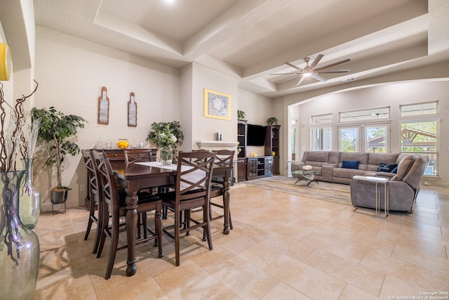 4438 Saddle Spur, San Antonio, TX 78253 - dining space featuring a tray ceiling and ceiling fan