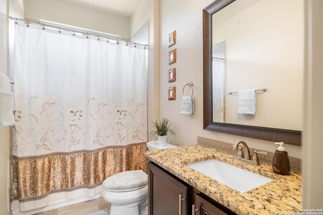 4438 Saddle Spur, San Antonio, TX 78253 - bathroom with toilet, vanity, and curtained shower