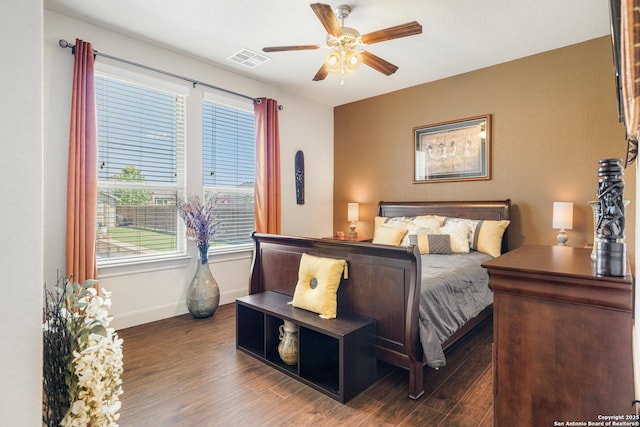 4438 Saddle Spur, San Antonio, TX 78253 - bedroom with wood finished floors, baseboards, multiple windows, and ceiling fan