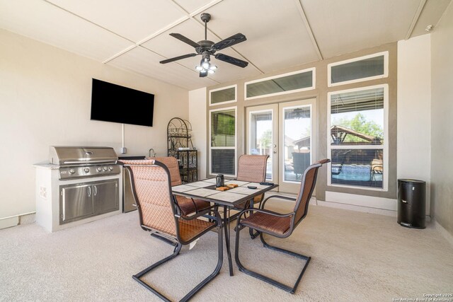 4438 Saddle Spur, San Antonio, TX 78253 - carpeted dining room featuring ceiling fan, french doors, and baseboards