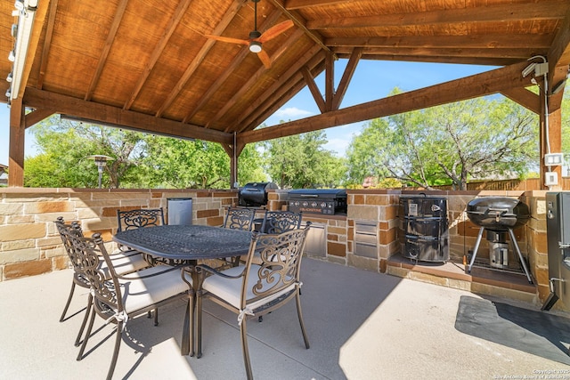 4438 Saddle Spur, San Antonio, TX 78253 - view of patio featuring area for grilling, ceiling fan, and outdoor dining space