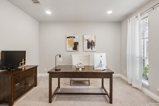 8823 Hideout, San Antonio, TX 78254 - office space featuring light colored carpet, baseboards, and recessed lighting