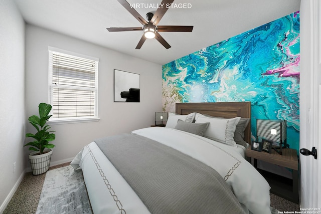 2060 Oedipus, San Antonio, TX 78245 - bedroom with baseboards, an accent wall, and ceiling fan