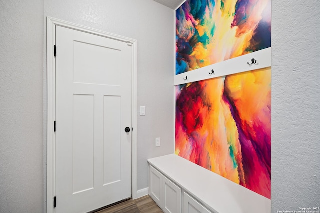 2060 Oedipus, San Antonio, TX 78245 - mudroom featuring a textured wall and wood finished floors