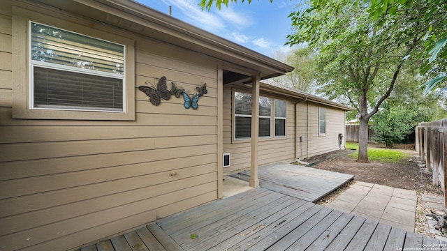 2253 Hidden Mdw, New Braunfels, TX 78130 - wooden terrace featuring a fenced backyard