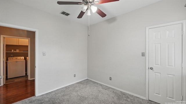2253 Hidden Mdw, New Braunfels, TX 78130 - spare room featuring ceiling fan, washing machine and clothes dryer, baseboards, and carpet flooring