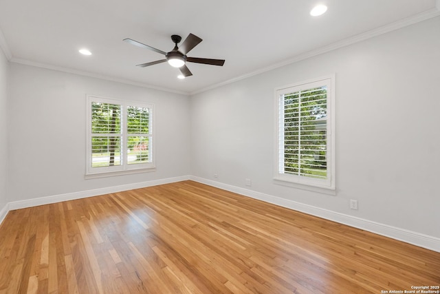 129 Elmview, Alamo Heights, TX 78209 - unfurnished room with healthy amount of natural light, baseboards, a ceiling fan, recessed lighting, and ornamental molding