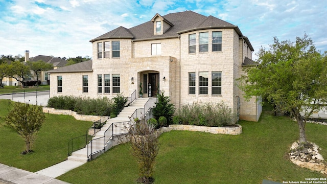 25203 Spider Rock, Boerne, TX 78006 - french provincial home featuring stone siding and a front lawn