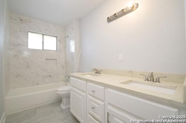 4615 Golf Vw, San Antonio, TX 78223 - bathroom with toilet, tub / shower combination, and double vanity